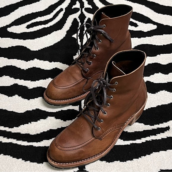 Red Wing Heritage Clara Amber Harness Leather Lace Up Heeled Boots 3406 Size 10 - Picture 6 of 16